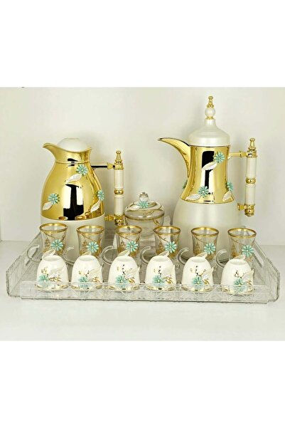 Radin Damanhoor Exclusive 22-Piece Tea & Coffee Set - 2 Thermos Flasks, 6 Tea Cups with Saucers, 6 Coffee