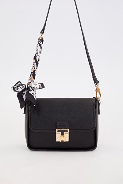 Levidor Black Scarf Tie Detail Shoulder Bag