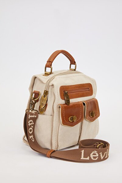 Levidor Khaki Double Compartment Zippered Shoulder Bag