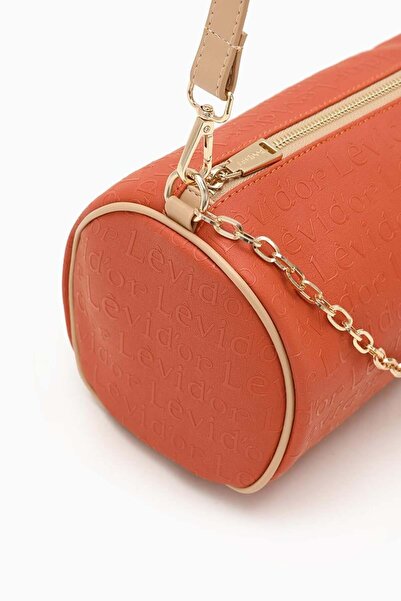 Levidor Orange Printed Cylinder Model Handbag