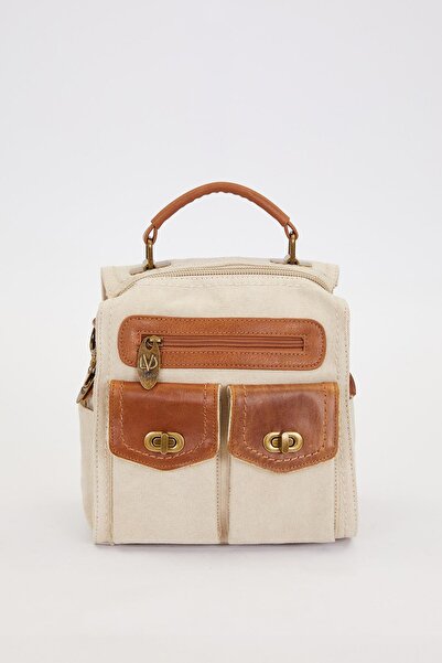 Levidor Khaki Double Compartment Zippered Shoulder Bag