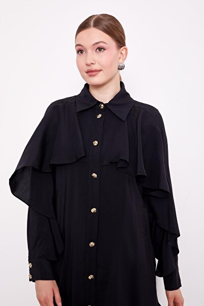 Levidor Black Flounce Detailed Shirt