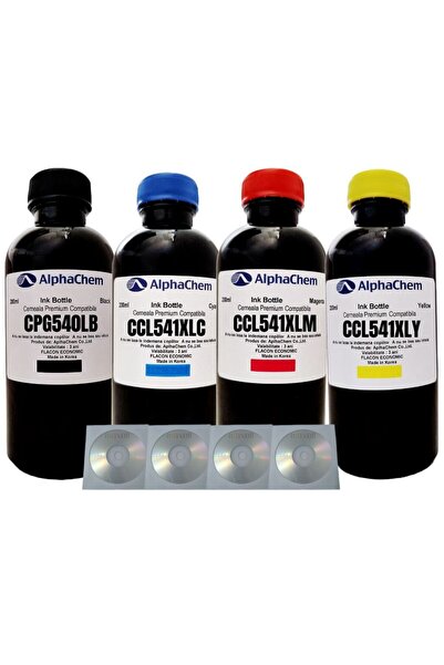 alphachem Set Flacon Cerneala Compatibil Canon 1x200ml PG-540L Negru, 1x200ml...