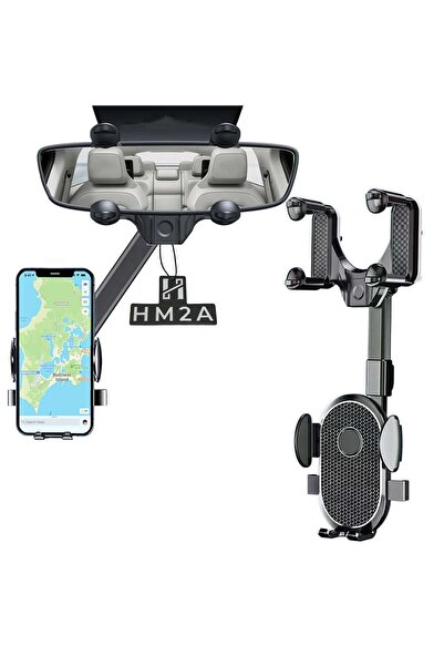 HM2A حامل جوال لمرآة السيارة، حامل هاتف للسيارة قابل للتعديل 360 درجة، حامل ه...