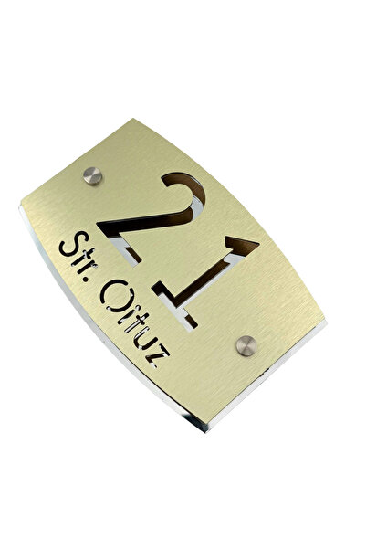 Adresa VIP PREMIUM HOUSE NUMBER - Brushed Gold Aluminum Silver Mirror Aluminu...