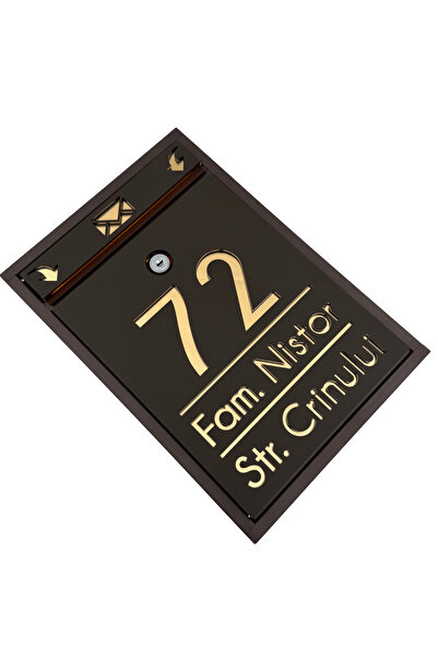 Adresa VIP CUTIE POSTALA PERSONALIZATA - Maro Satinat Auriu Oglinda - 32x22x9cm