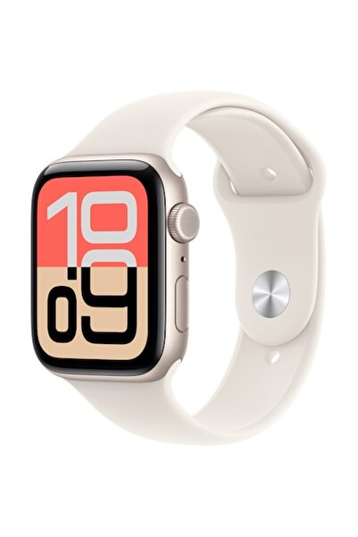 Apple Ceas SE (2025), GPS + Cellular, Starlight Aluminiu 40mm, Curea Sport - M/L