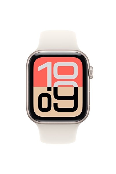 Apple Ceas SE (2025), GPS + Cellular, Starlight Aluminiu 40mm, Curea Sport - M/L