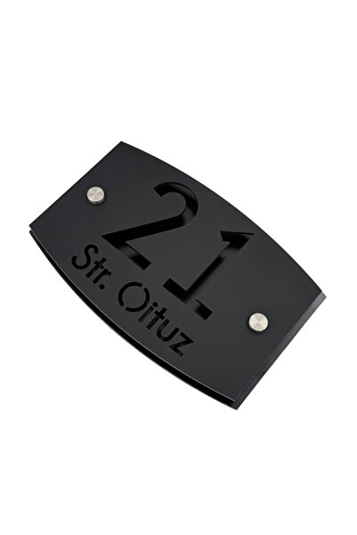 Adresa VIP NUMAR CASA PREMIUM - Negru Satinat Aluminiu Negru Periat 2 Distant...