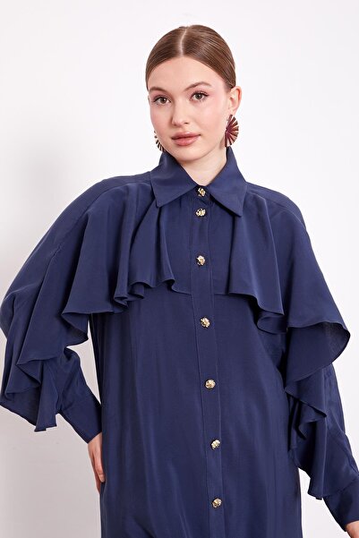 Levidor Lacivert Volan Detaylı Gömlek