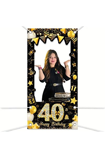 Choice1 إطار صورة تذكاري ذهبي وأسود لعيد الميلاد الأربعين (180×90 سم) - مناسب...