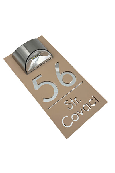 Adresa VIP NUMAR CASA PREMIUM - Crem Satinat Argintiu Oglinda Lampa Solara - ...