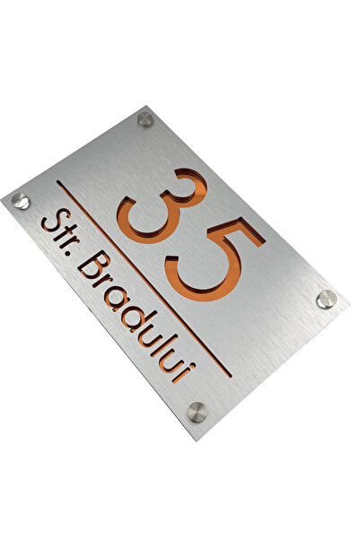 Adresa VIP NUMAR CASA PREMIUM - Aluminiu Periat Cupru Oglinda 4 Distantieri A...