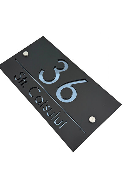 Adresa VIP NUMAR CASA PREMIUM - Negru Satinat Gri Antracit Oglinda 2 Distanti...