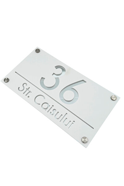 Adresa VIP NUMAR CASA PREMIUM - Alb Satinat Argintiu Oglinda 4 Distantieri Ar...