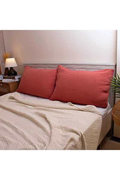 Püskül Tekstil Luxury Muslin Pillowcase 2 Pieces - 100% Cotton 4-Layer High Quality Muslin Pillowcase Set