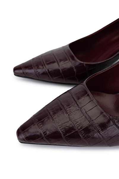 Tamer Tanca Women's Genuine Leather Burgundy Heeled Shoes