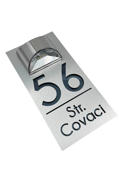 Adresa VIP PREMIUM HOUSE NUMBER - Brushed Aluminum Anthracite Gray Mirror Sol...