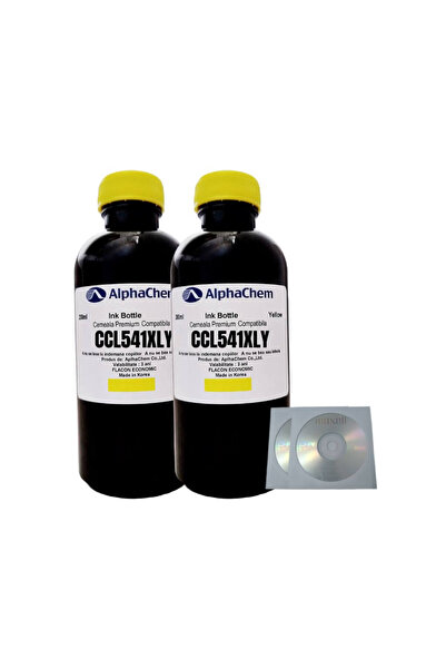 alphachem Set Flacon Cerneala Compatibil Canon 2x200ml CL-541XLY Galben, 2buc Cdr Maxell cu plic