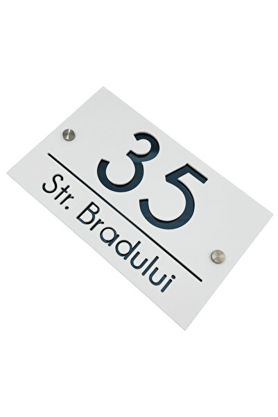 Adresa VIP NUMAR CASA PREMIUM - Alb Satinat Gri Antracit Oglinda 2 Distantier...