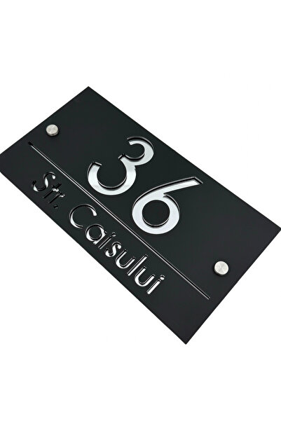 Adresa VIP NUMAR CASA PREMIUM - Negru Satinat Argintiu Oglinda 2 Distantieri ...