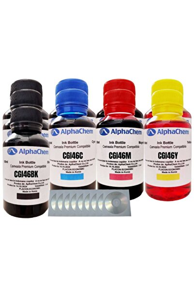 alphachem Compatible Canon Ink Bottle Set 3x100 GI-46BK Black 2x100 GI-46C Cy...