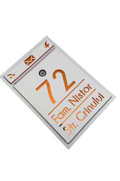 Adresa VIP CUTIE POSTALA PERSONALIZATA - Alb Satinat Cupru Oglinda - 32x22x9cm
