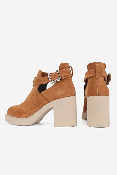TUNAELLİ KADIN TABA SÜET HAKİKİ DOĞAL DERİ 36-41 NUMARA KALIN TOPUKLU TOKALI BOT & BOOTİE