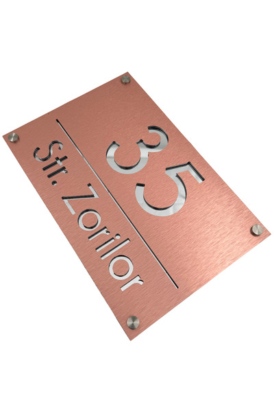 Adresa VIP NUMAR CASA PREMIUM - Aluminiu Periat Cupru Argintiu Oglinda 4 Dist...