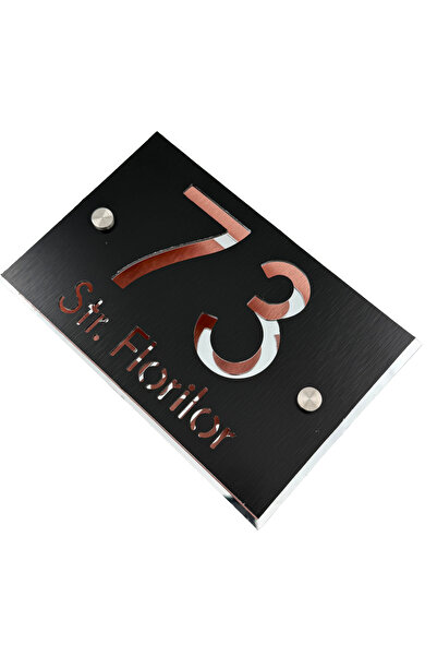 Adresa VIP NUMAR CASA PREMIUM - Aluminiu Periat Negru Aluminiu Argintiu Oglin...