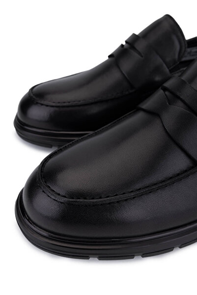 Tamer Tanca Men's Genuine Leather Black Loafer Shoes