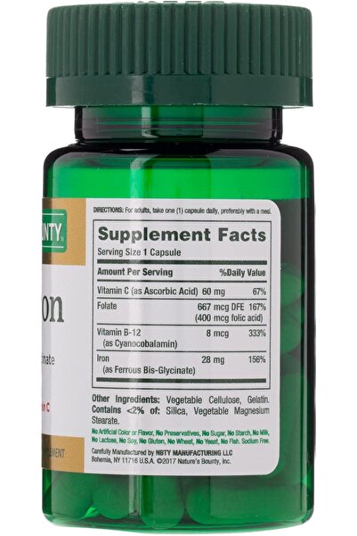 Nature's Bounty Easy Iron, 28 Mg, 30 Capsules
