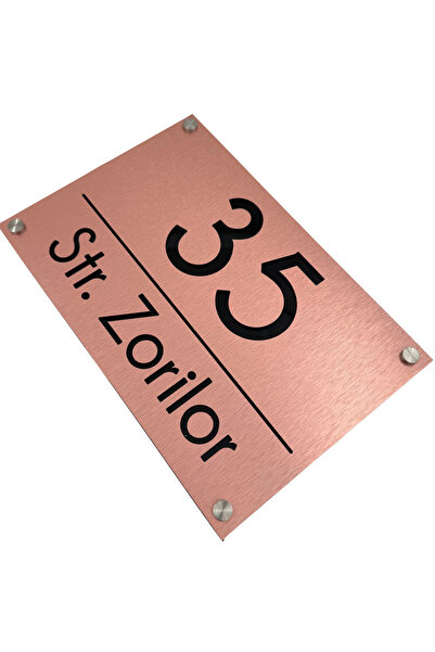 Adresa VIP NUMAR CASA PREMIUM - Aluminiu Periat Cupru Negru Lucios 4 Distanti...