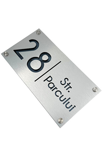 Adresa VIP NUMAR CASA PREMIUM - Aluminiu Periat Gri Antracit Oglinda 4 Distan...