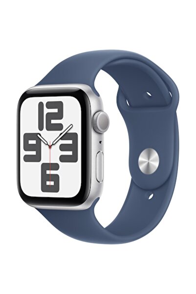 Apple Watch SE (2024), GPS, Silver Aluminium Case 44mm, Denim Sport Band - S/M