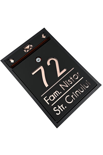 Adresa VIP CUTIE POSTALA PERSONALIZATA - Negru Satinat Roze Auriu Oglinda - 3...