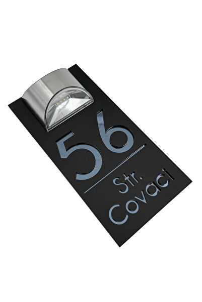 Adresa VIP NUMAR CASA PREMIUM - Negru Satinat Gri Antracit Oglinda Lampa Sola...