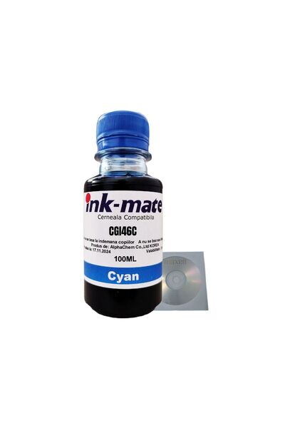 Ink-mate Flacon Cerneala Compatibil Canon 1x100ml GI-46C Cyan, 1buc Cdr Maxel...