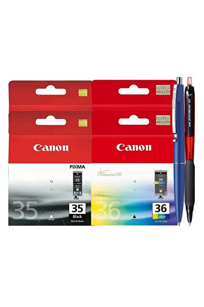 Canon Original Ink Cartridge Set 2 PGI-35B Black, 2xCLI-36 Color, Pix Schneider and Pix Jestream