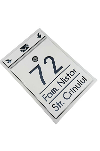 Adresa VIP CUTIE POSTALA PERSONALIZATA - Alb Satinat Gri Antracit Oglinda - 3...