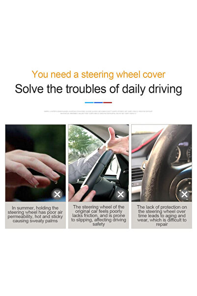 Generic Medium Universal Steering Wheel Cover MG-TY023, Anti-Slip Grip, Easy Fit, Protects from Wear & Tear