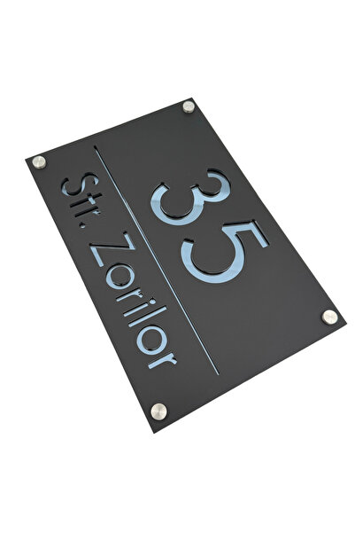 Adresa VIP NUMAR CASA PREMIUM - Negru Satinat Gri Antracit Oglinda 4 Distanti...