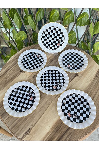 GÜRCÜGLASS Damalı Servis Tabağı