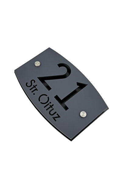 Adresa VIP NUMAR CASA PREMIUM - Gri Satinat Aluminiu Negru Periat 2 Distantie...