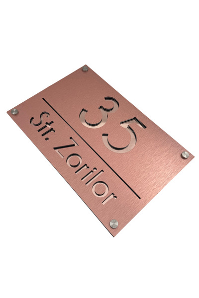 Adresa VIP NUMAR CASA PREMIUM - Aluminiu Periat Cupru Roze Auriu Oglinda 4 Di...