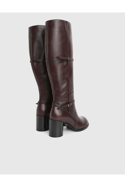 İLVİ Perite Genuine Leather Brown Women's Heeled Boots