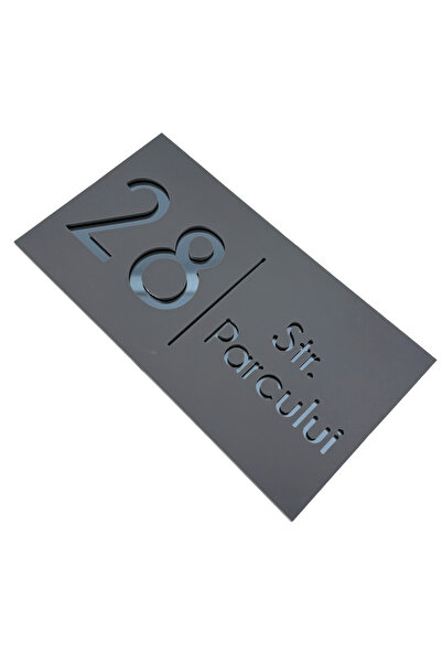 Adresa VIP NUMAR CASA PREMIUM - Gri Satinat Gri Antracit Oglinda - 28x15cm