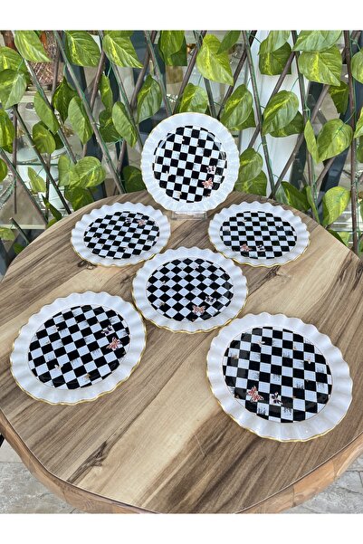 GÜRCÜGLASS Damalı Servis Tabağı