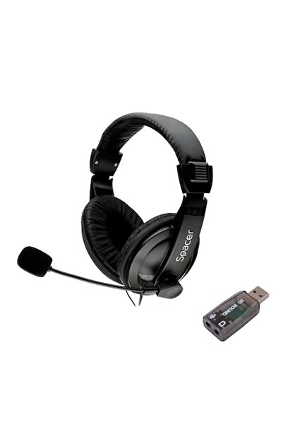 Spacer Căști USB 2.0 cu microfon, negre