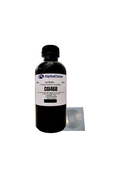 alphachem Flacon Cerneala Compatibil Canon 1x200ml GI-46BK Negru, 1buc Cdr Ma...